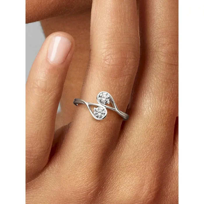 Pandora Infinite 14k White Gold Double Lab-grown Diamond Ring - Image 2