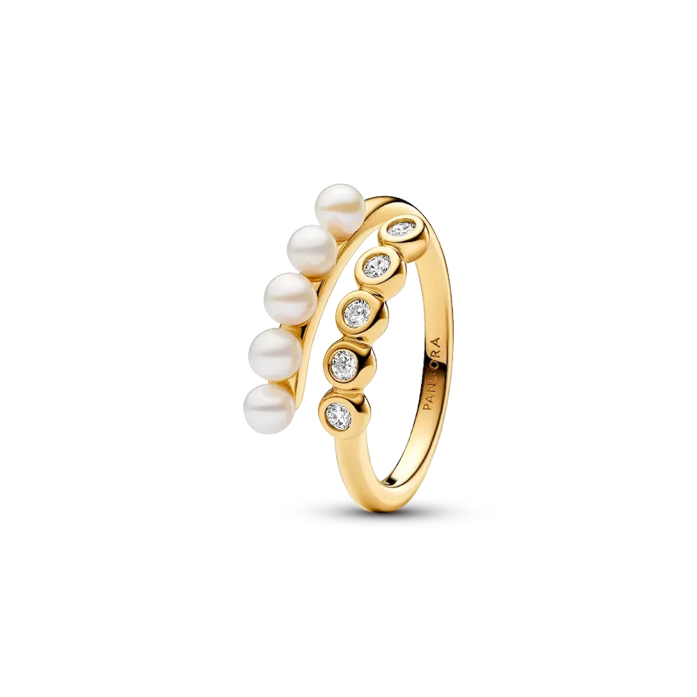Treated Freshwater Cultured Pearls & Stones Open Ring