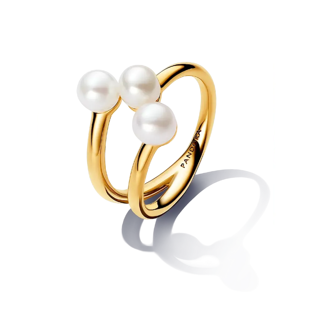 Treated Freshwater Cultured Pearl Open Ring