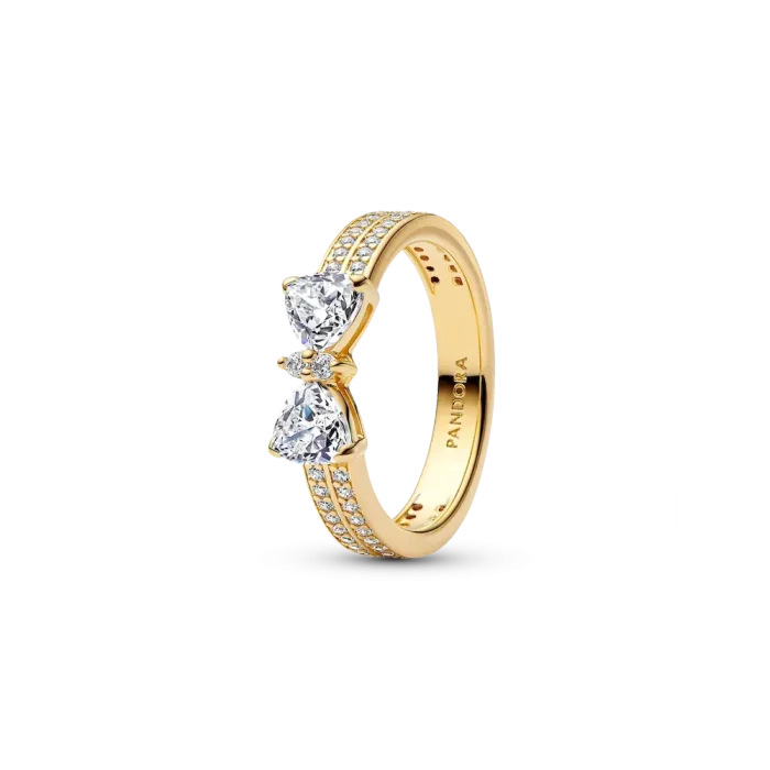 Sparkling Bow Double-row Ring - Image 2