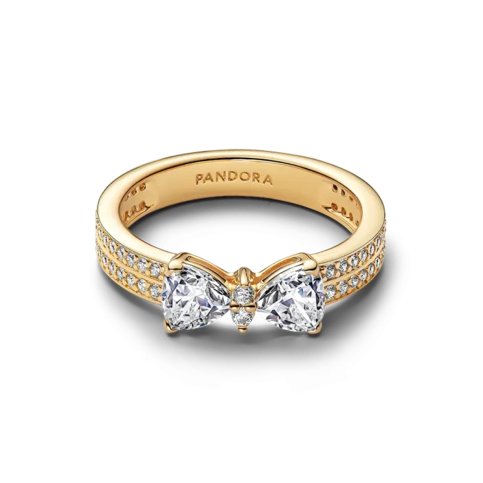 Sparkling Bow Double-row Ring - Image 3