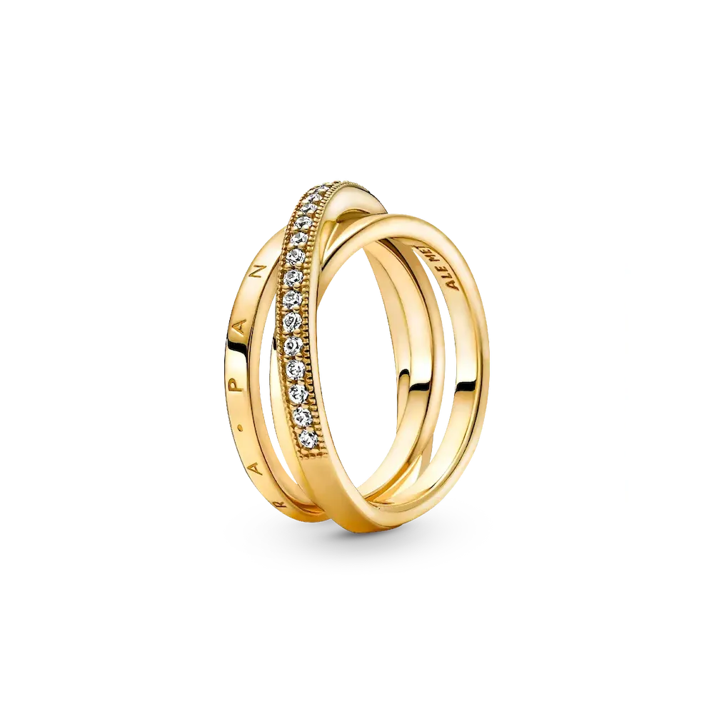 Crossover Pavé Triple Band Ring