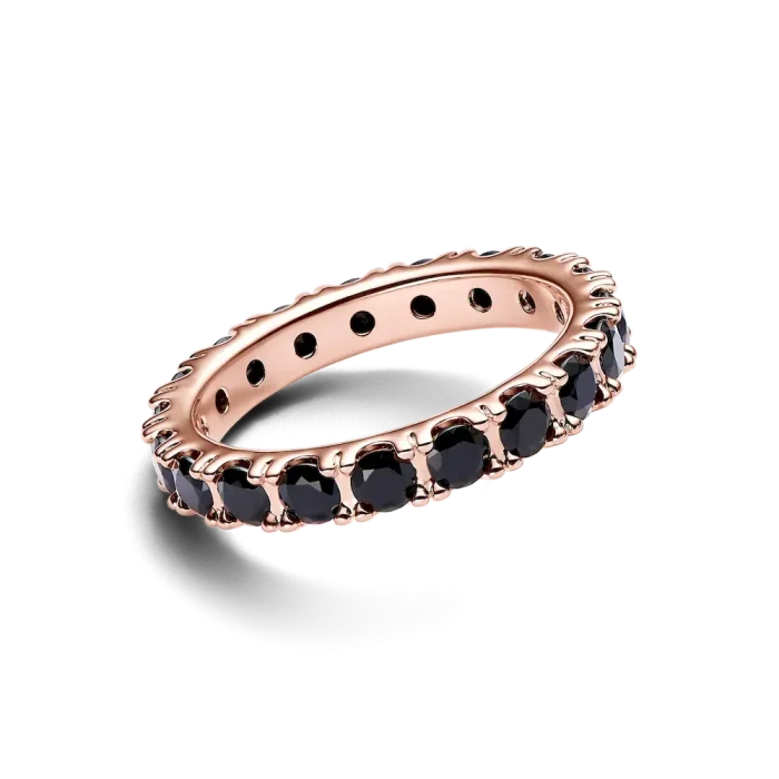 Black Sparkling Row Eternity Ring - Image 6