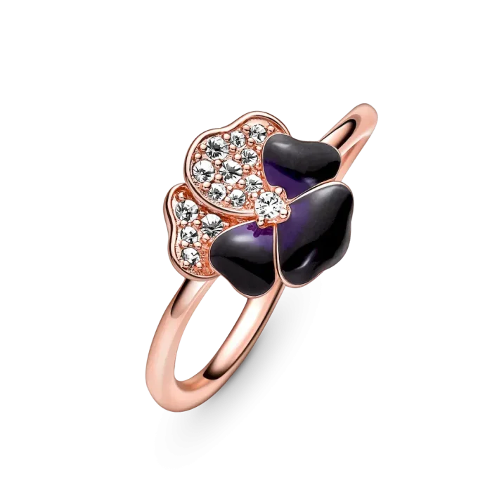 FINAL SALE - Deep Purple Pansy Flower Ring - Image 6