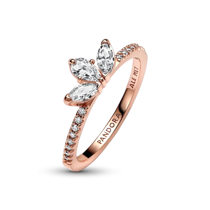 Rose Gold Tear-shaped Tiara Ring Set - Image 6