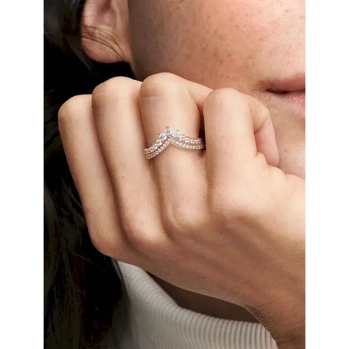 Heart of Rose Princess Wishbone Stacking Ring Set - Image 4