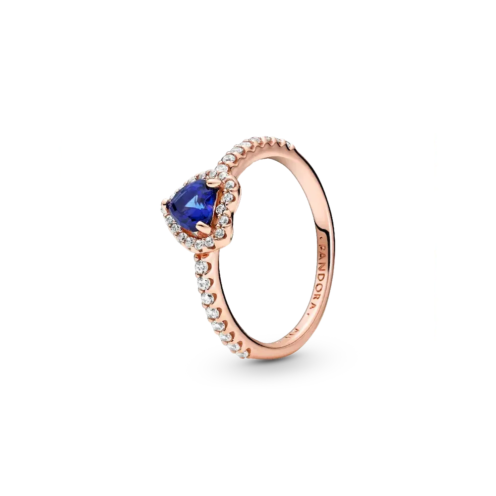Sparkling Blue Elevated Heart Ring