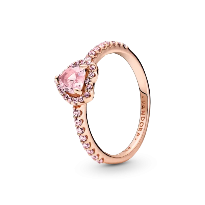 Pink Sparkling Elevated Heart Ring Set - Image 3