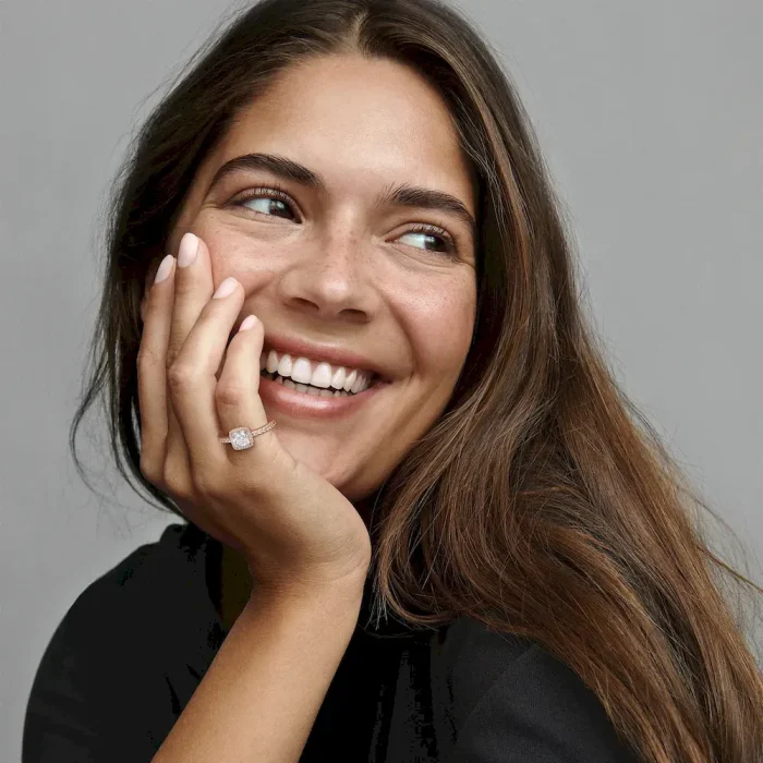 Square Sparkle Halo Ring - Image 4