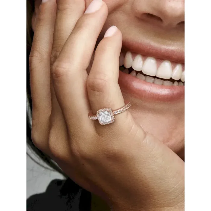 Square Sparkle Halo Ring - Image 3