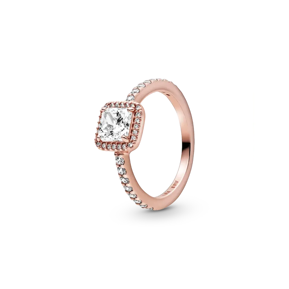 Square Sparkle Halo Ring