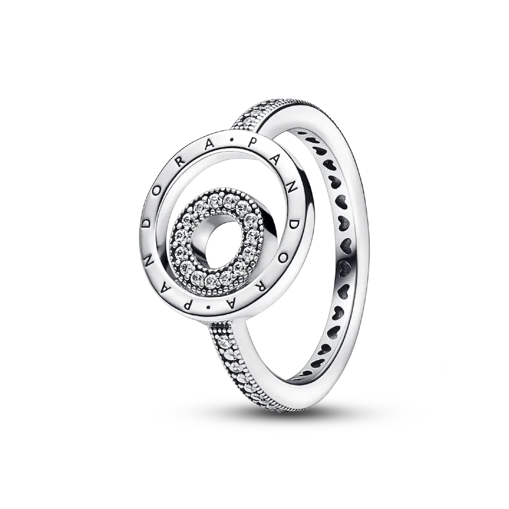 FINAL SALE - Pandora Signature Logo Circles Pavé Ring