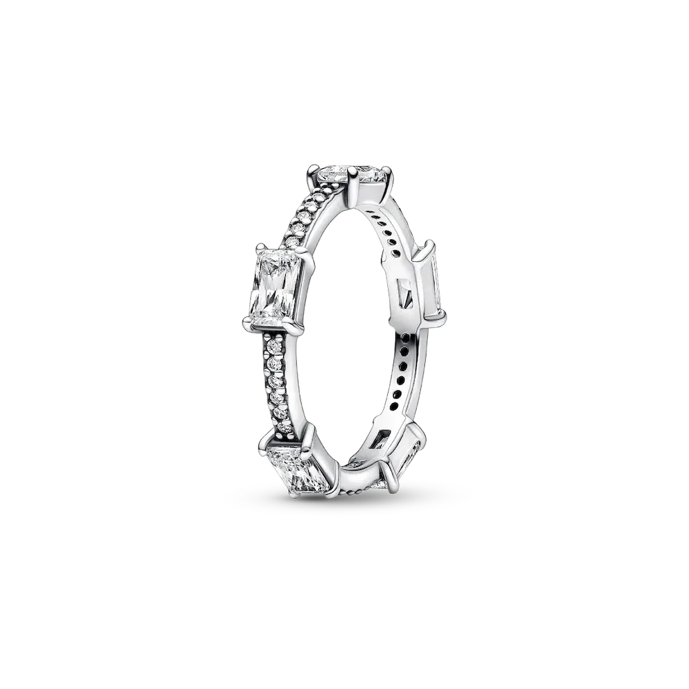 FINAL SALE - Rectangular Bars Sparkling Pavé Ring