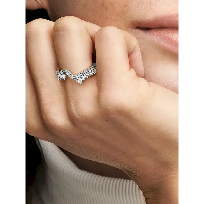 FINAL SALE - Sparkling Asymmetric Wave Ring - Image 2