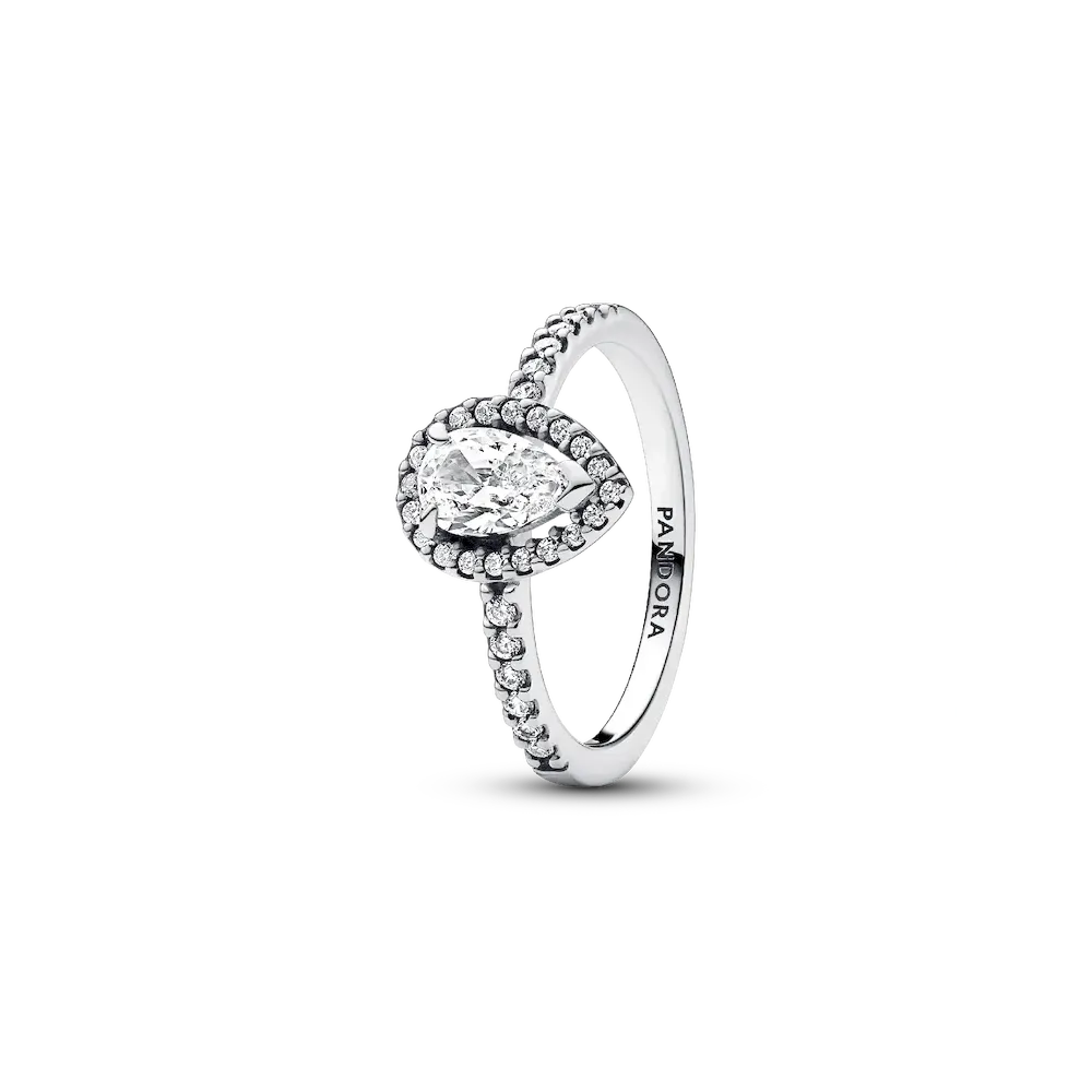 Sparkling Pear Halo Ring