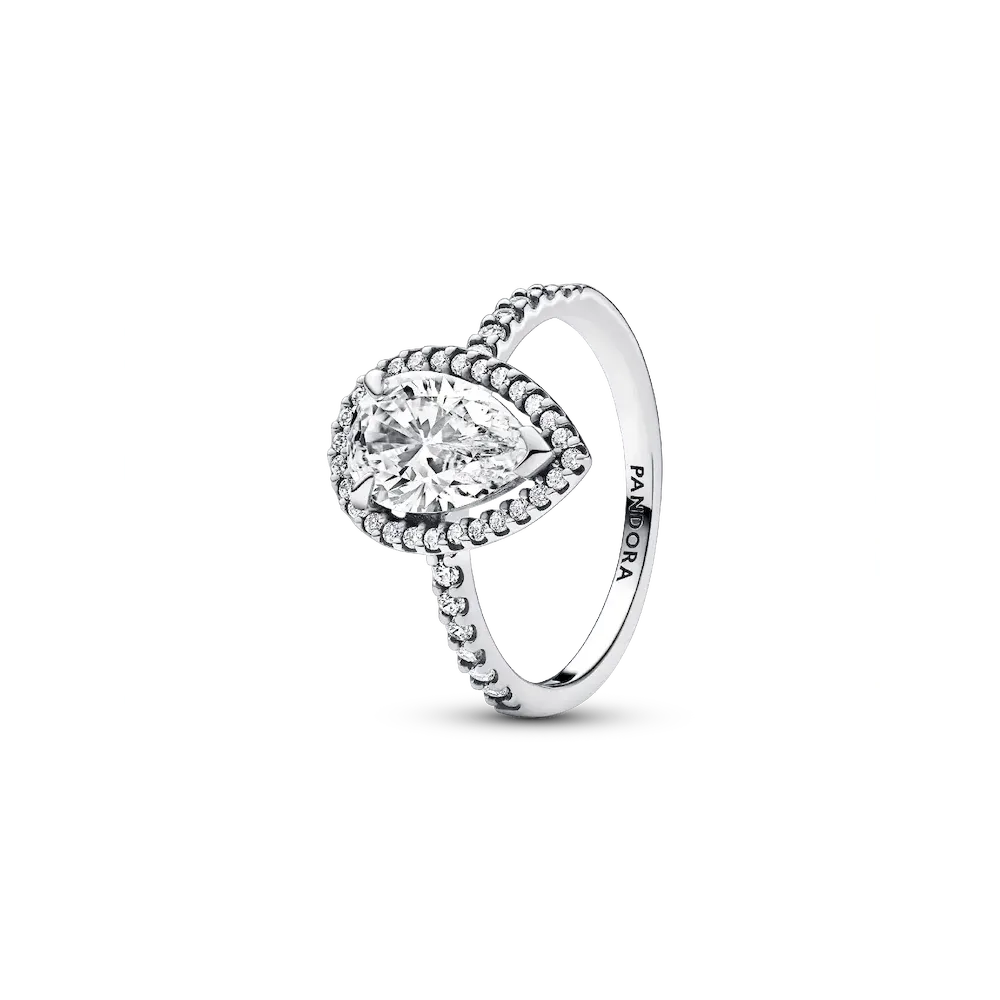 Sparkling Pear Halo Ring