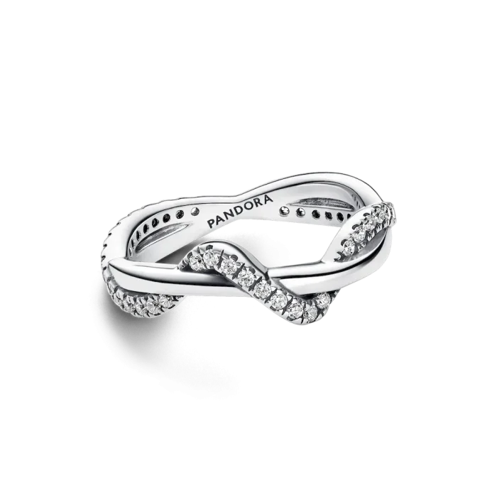 Sparkling Intertwined Wave Ring - Image 6
