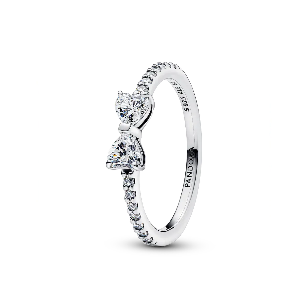 Sparkling Bow Duo Ring Set