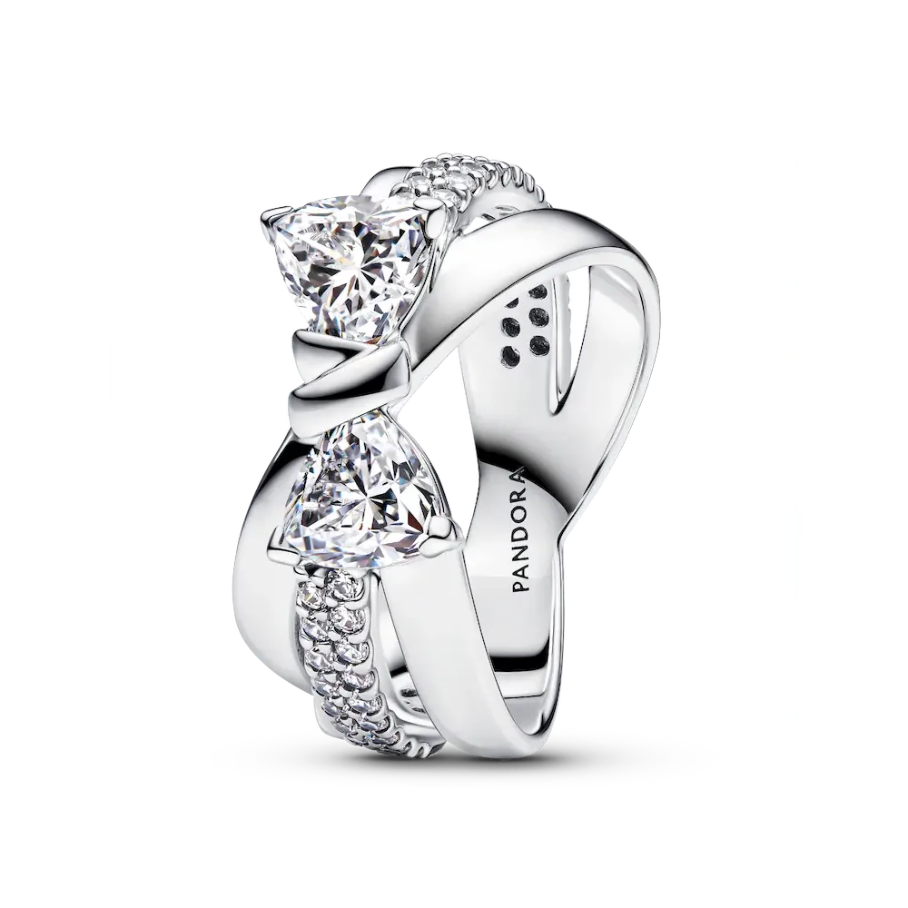 Sparkling Bow Crossover Ring
