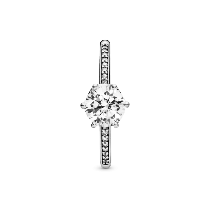Clear Sparkling Crown Solitaire Ring - Image 7