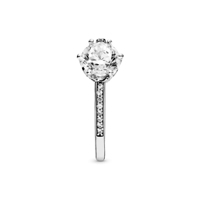 Clear Sparkling Crown Solitaire Ring - Image 5