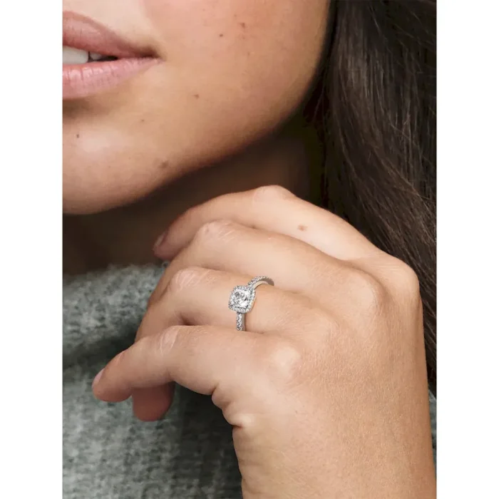 Square Sparkle Halo Ring - Image 2
