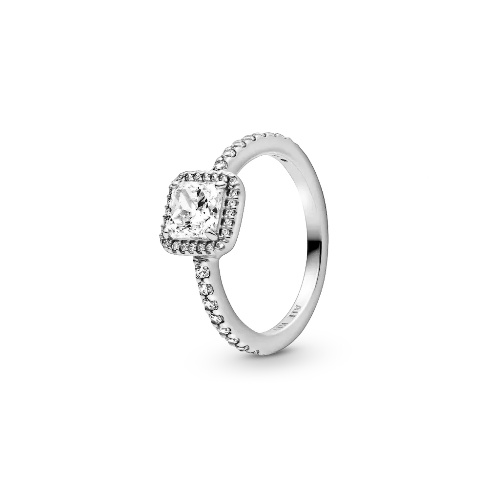 Square Sparkle Halo Ring