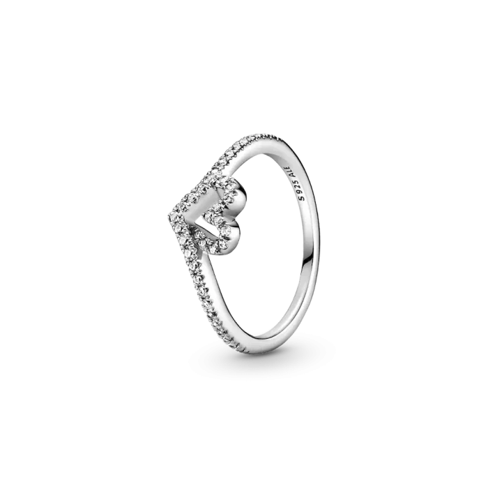 Sparkling Wishbone Heart Ring Set - Image 2