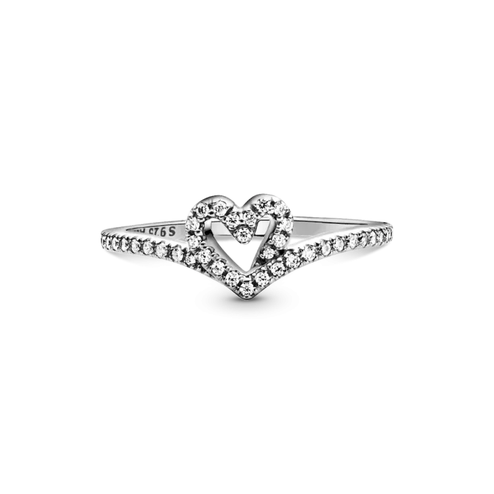 Sparkling Wishbone Heart Ring - Image 4