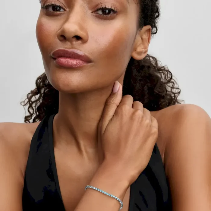 Sparkling Light Blue Tennis Bracelet - Image 3