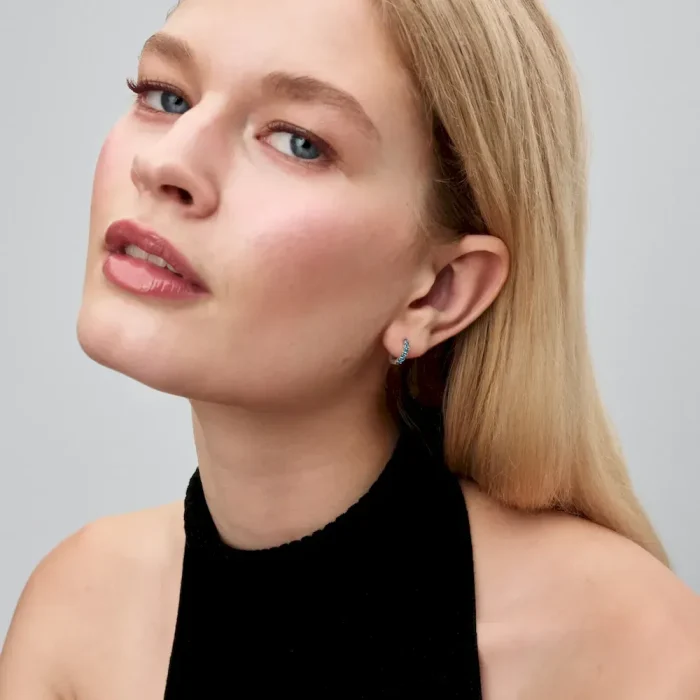 Light Blue Huggie Earrings - Image 3