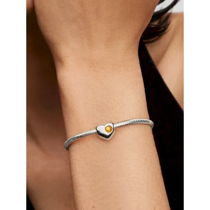 Engravable Honey Stone Heart Charm - Image 2