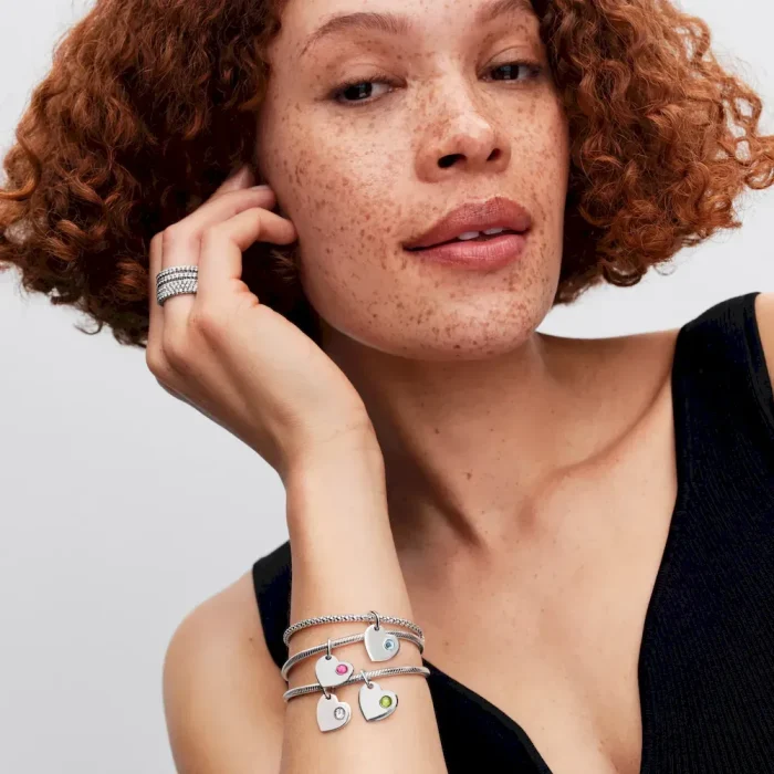 March Aqua Blue Stone Heart Dangle Charm - Image 3