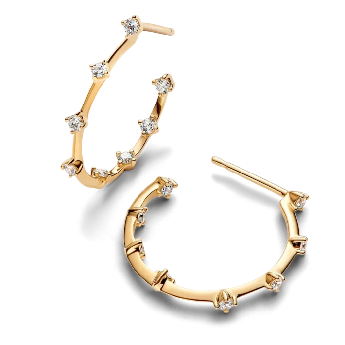 Pandora Era Lab-Grown Diamond Station Hoop Earrings - Image 5