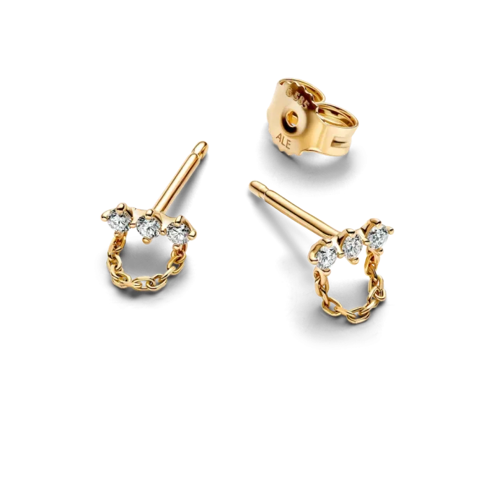 Pandora Era Lab-Grown Diamond Trio Chain Stud Earrings - Image 5