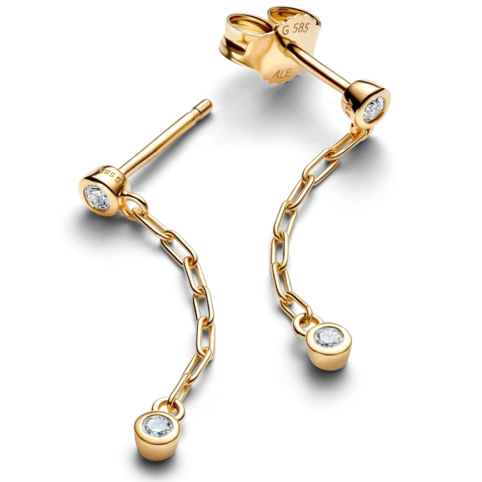 Pandora Era Bezel Lab-Grown Diamond Paperclip Chain Drop Earrings - Image 5