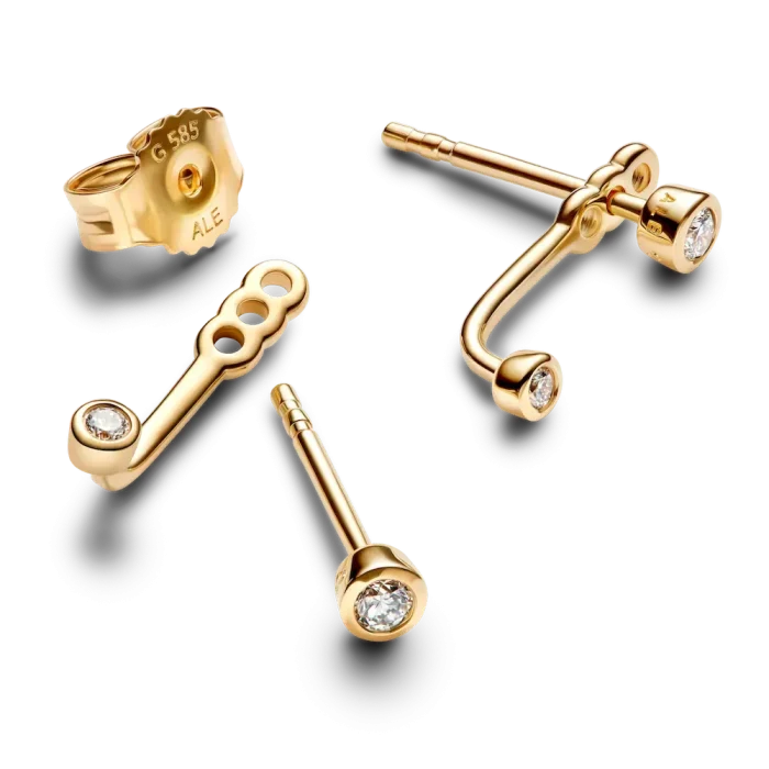 Pandora Era Bezel Lab-Grown Diamond Ear Jacket Stud Earrings - Image 5