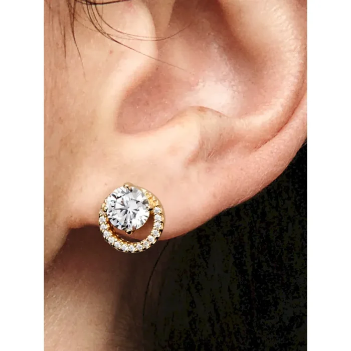 Sparkling Round Halo Stud Earrings - Image 3
