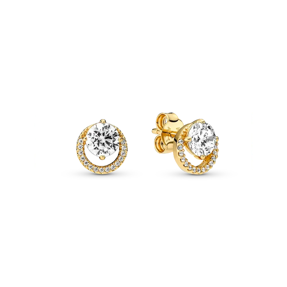 Sparkling Round Halo Stud Earrings
