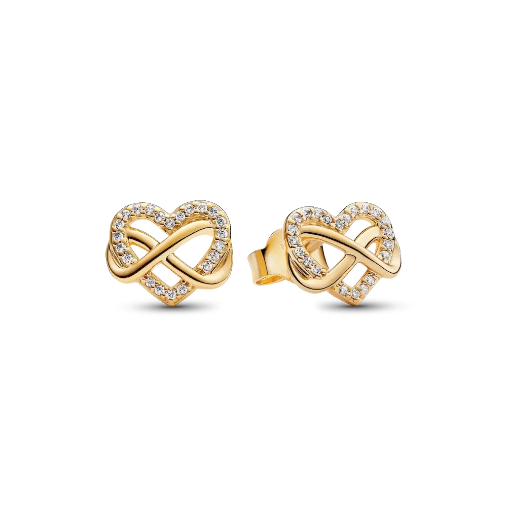 Sparkling Infinity Heart Stud Earrings