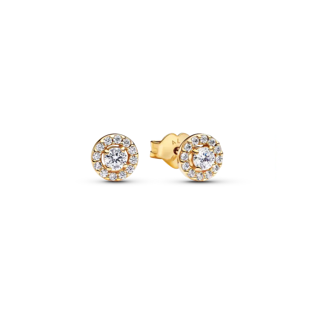 Round Pavé Halo Stud Earrings