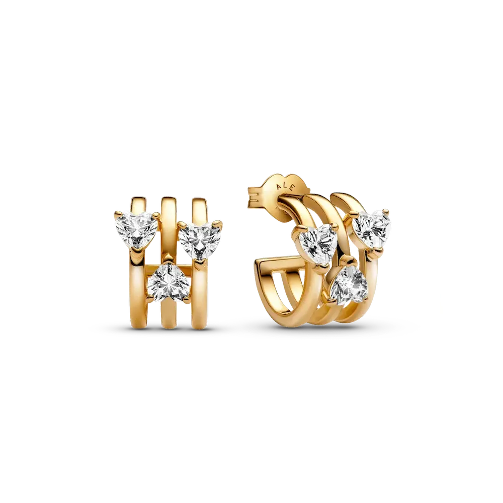 Triple Heart Hoop Earrings