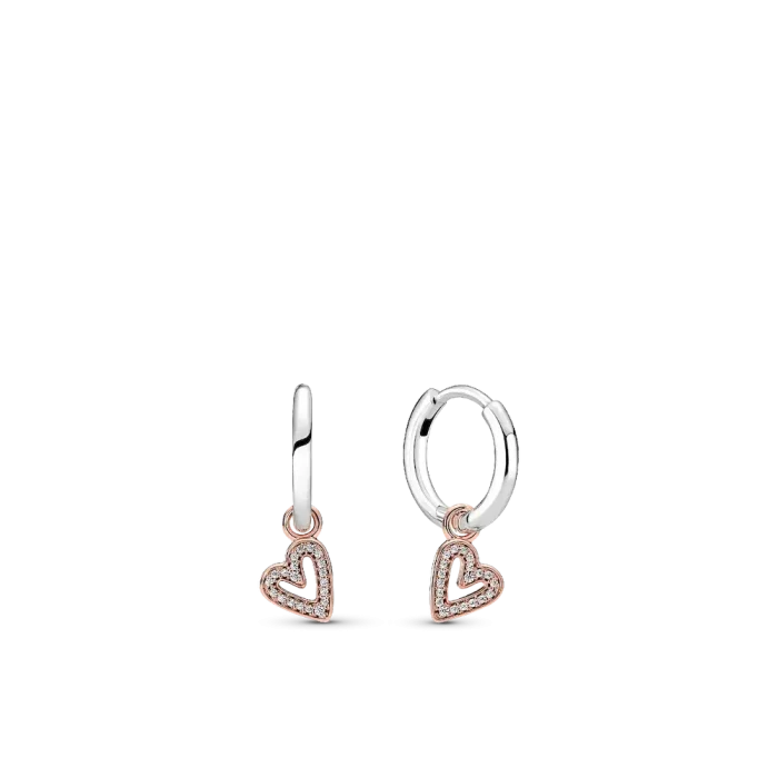 Sparkling Freehand Heart Hoop Earrings - Image 2