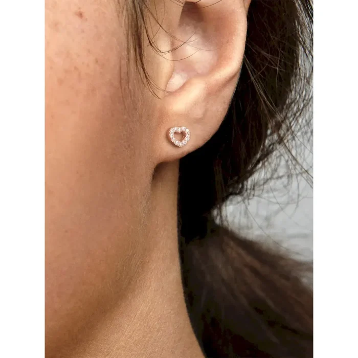 Open Heart Stud Earrings - Image 2