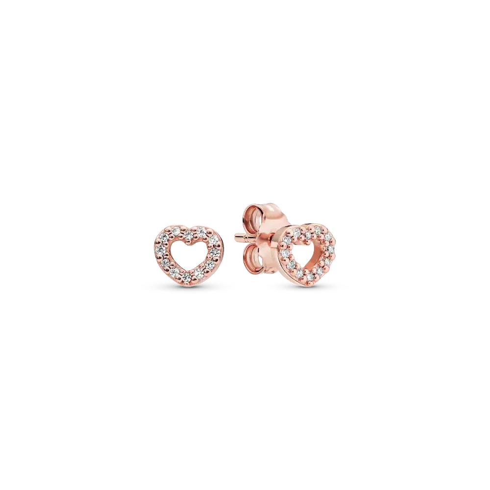 Open Heart Stud Earrings