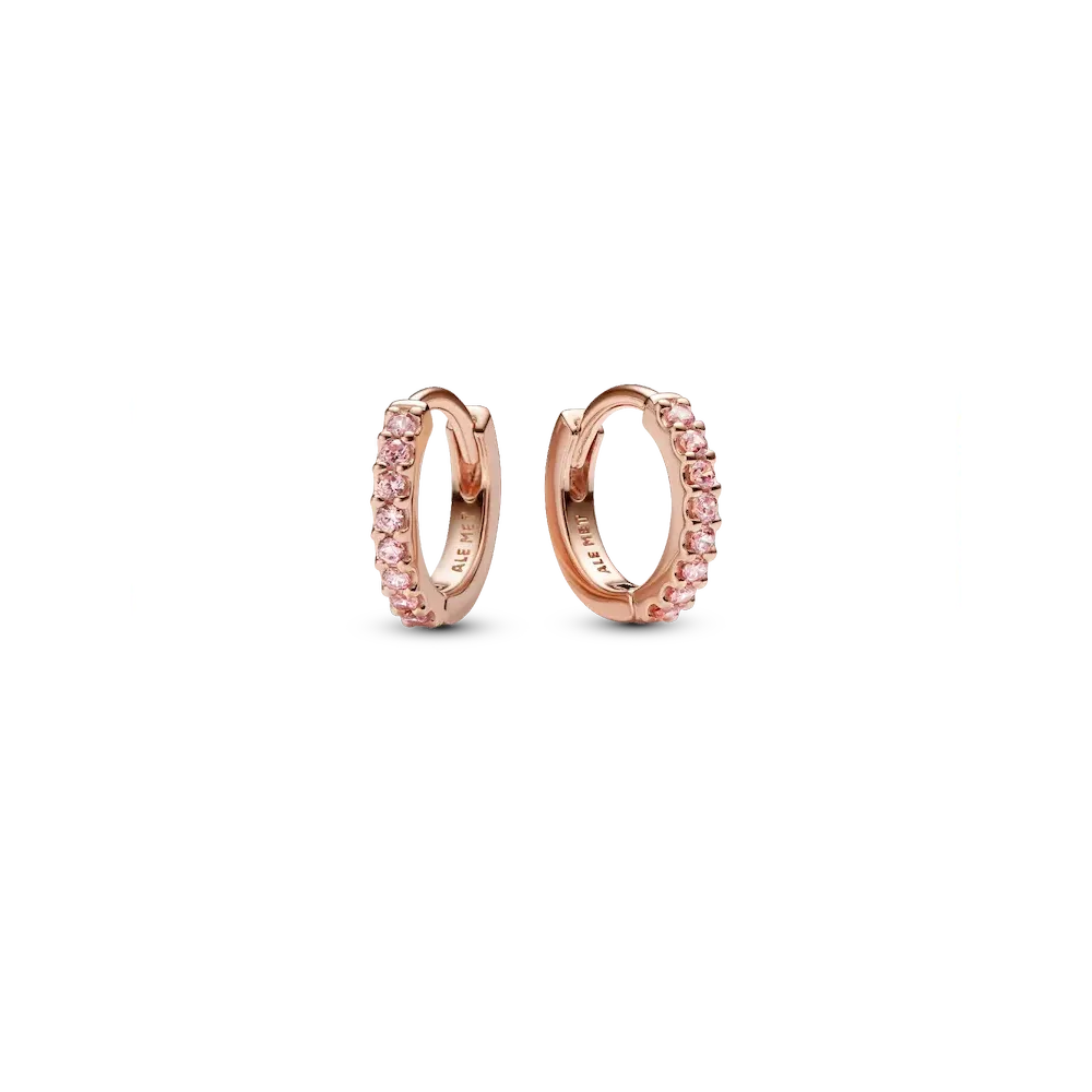 Sparkling Pink Huggie Hoop Earrings