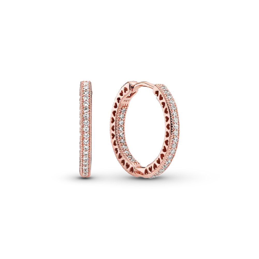 Sparkle and Hearts Hoop Earrings