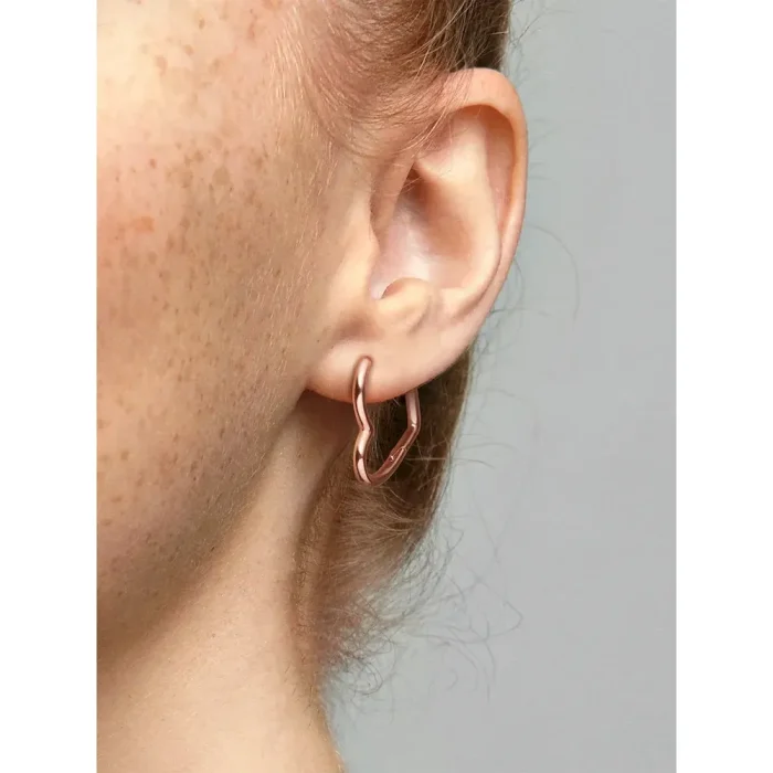 Asymmetrical Heart Hoop Earrings - Image 2