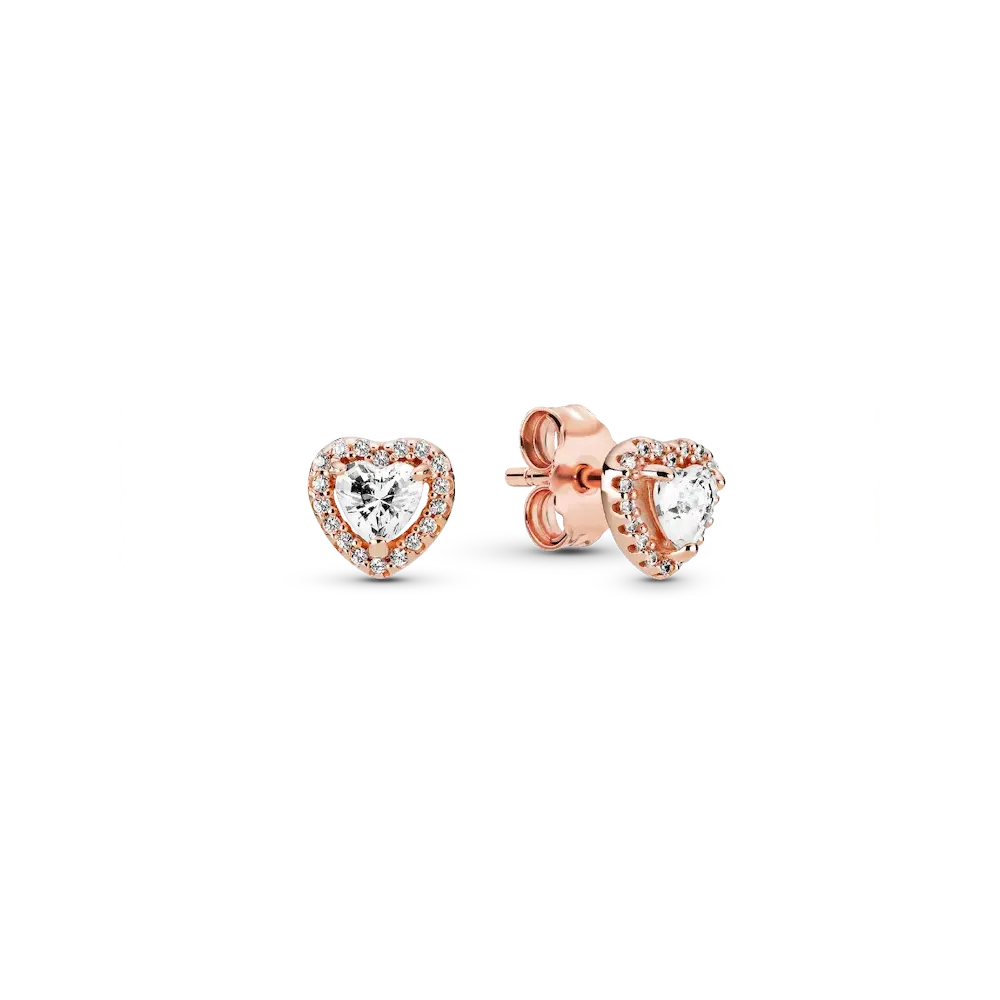 Sparkling Elevated Heart Stud Earrings