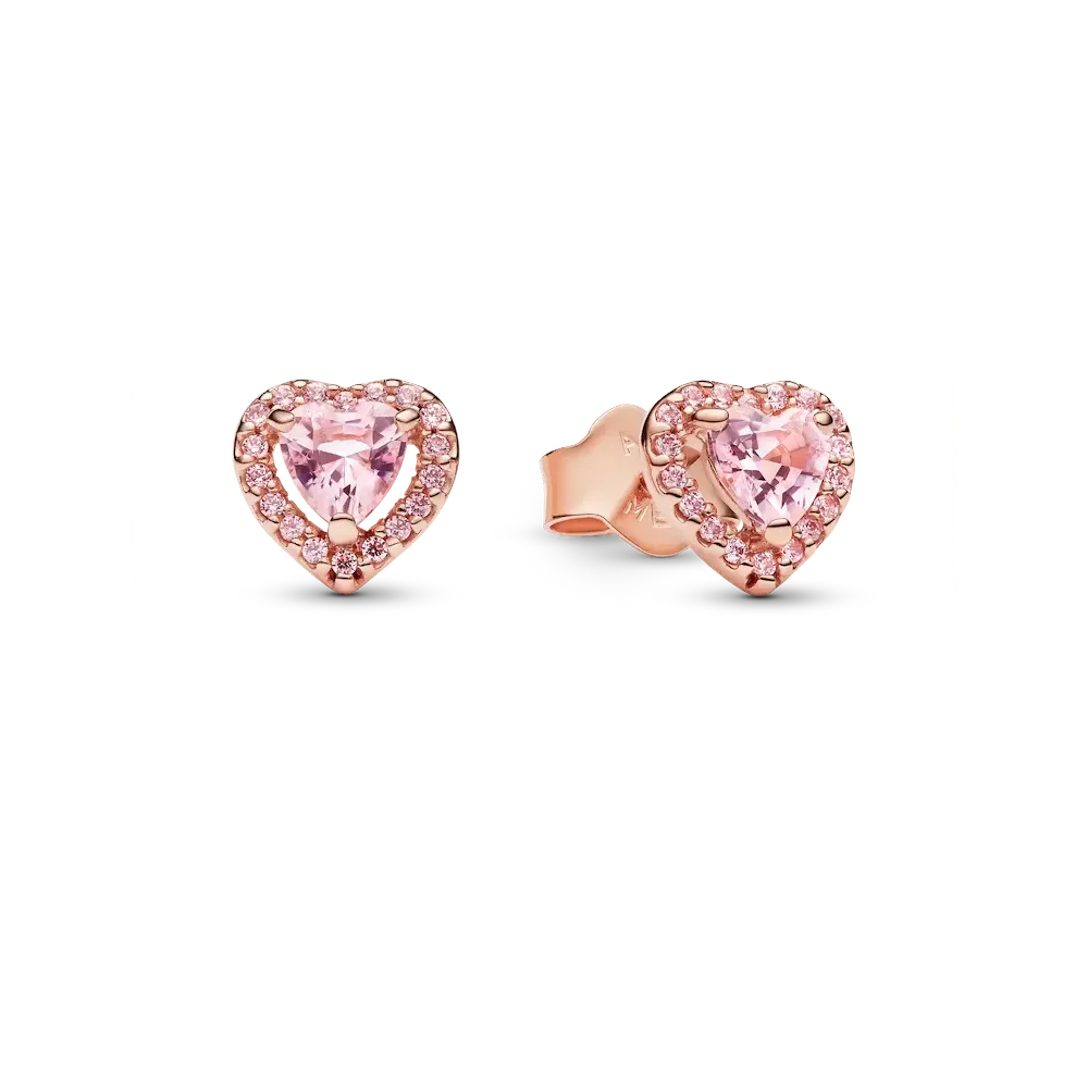 Pink Elevated Heart Stud Earrings